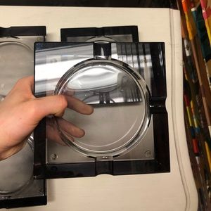 Crystal Square Gray Glass Cigarettes Ashtray